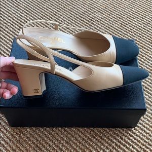 Chanel Captoe Slingback Pumps Tan And 
